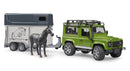 Bruder 02592 - Land Rover Defender Station Wagon and horse trailer with horse