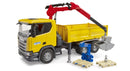 Bruder 03551 - Scania Super 560R construction site truck with crane and 2 pallets
