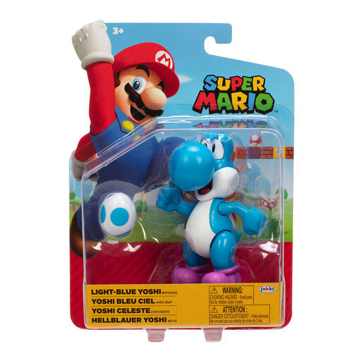Super Mario: Light Blue Yoshi With Egg Action Figure