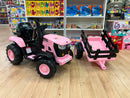Turbo Harvest 12V Electric Ride On Tractor with Trailer Pink