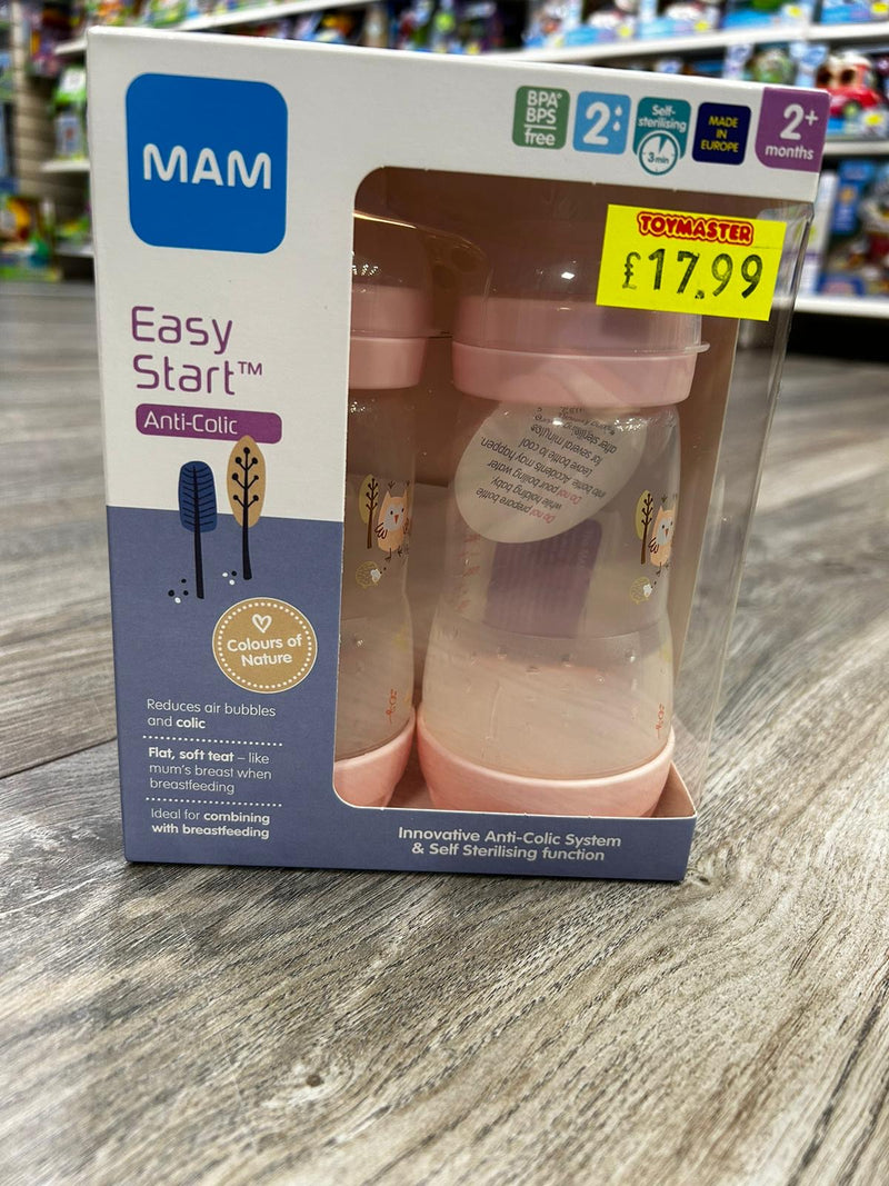 MAM Easy Start Baby Bottles 2 Pack (Pink)