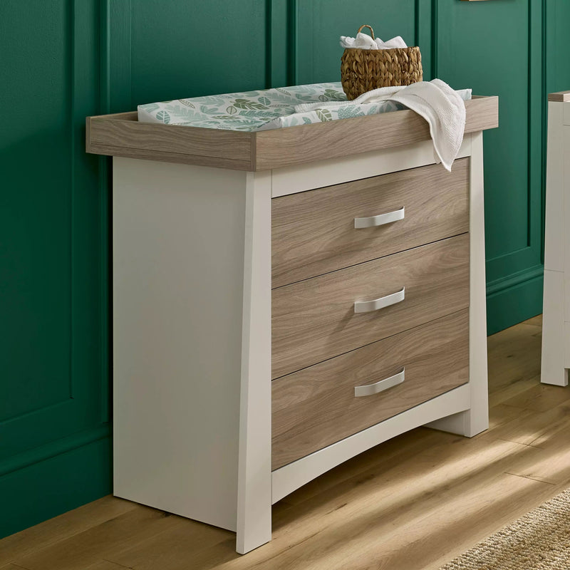Ada 3 Piece Furniture Set (Cot Bed, Dresser & Wardrobe) (White & Ash)