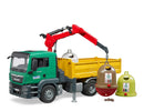 Bruder 3753 - MAN TGS Recycling Truck & 3 Glass Containers