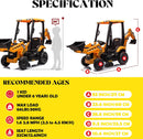 Kids 12v JCB Digger With Backhoe - Parent Control