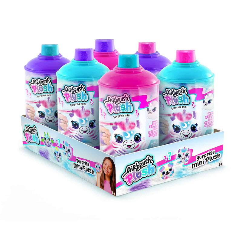 Airbrush Plush Mini Sorpresa – Peluche Da Colorare Con Aerografo E 25 Stencil, 12 Personaggi Da Collezionare (Air 005)