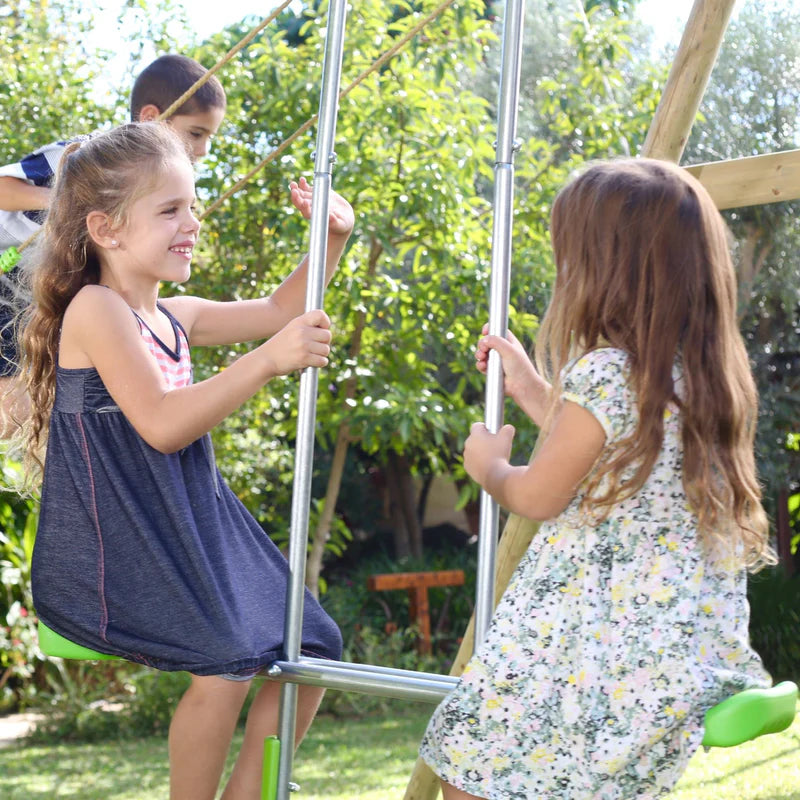 TP Toys: Knightswood Triple Wooden Swing Set With Glide Ride And Button Seat - FSC® certified