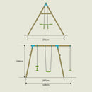 TP Toys: Knightswood Triple Wooden Swing Set With Glide Ride And Button Seat - FSC® certified