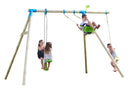 TP Toys: Knightswood Triple Wooden Swing Set With Glide Ride And Button Seat - FSC® certified