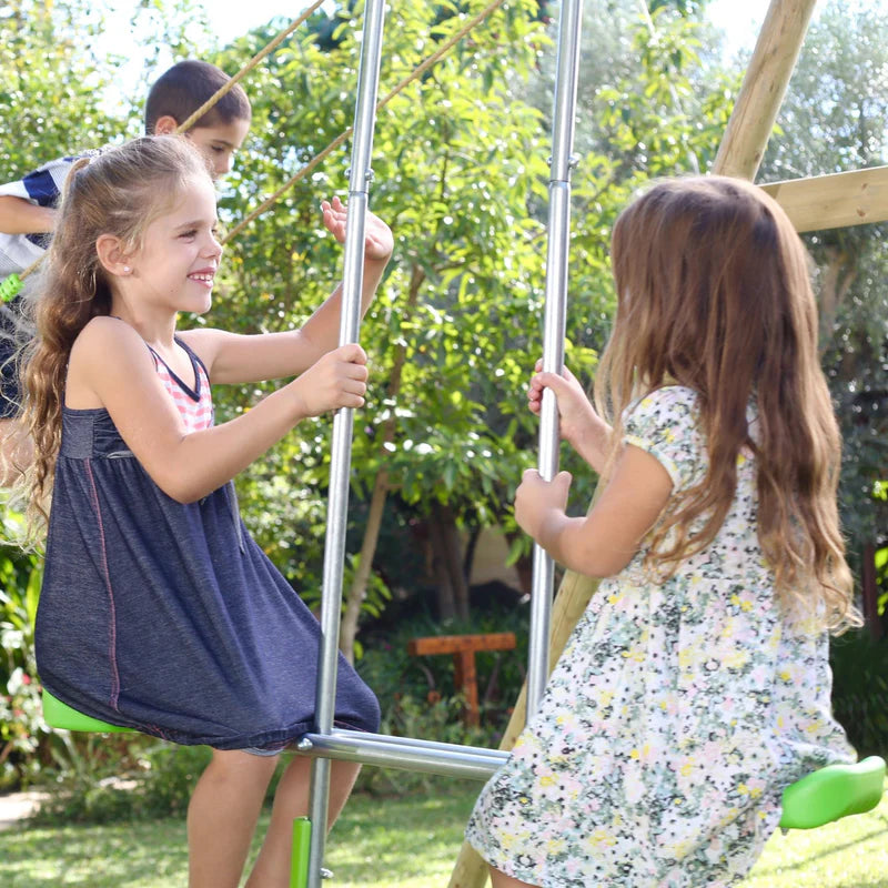 TP Toys: Knightswood Triple Wooden Swing & 8ft Slide Set - FSC® certified