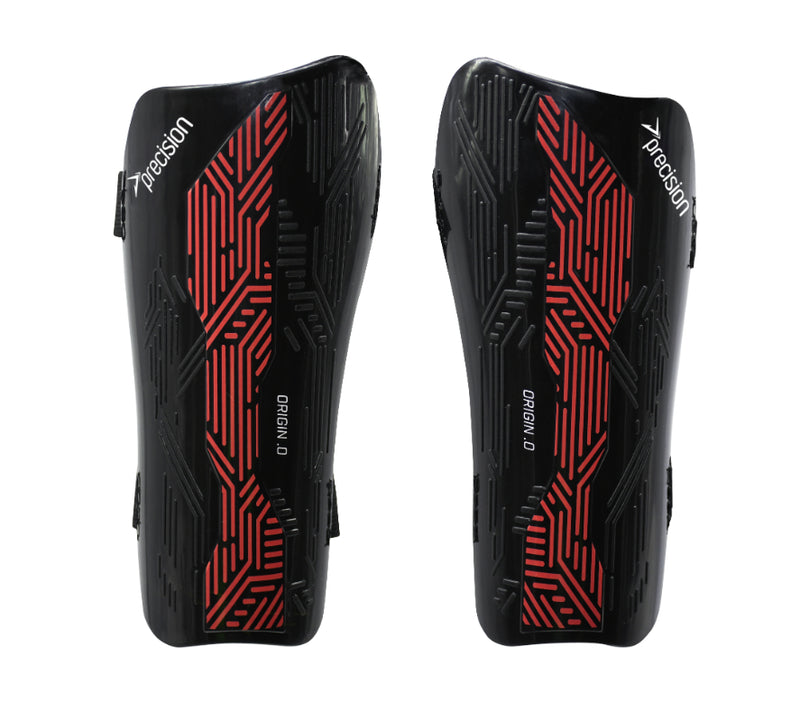 Precision Origin.0 Strap Shin Guards (Black & Red)