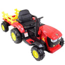Turbo Harvest 12V Electric Ride On Tractor with Trailer Red