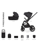 Venicci Upline 2 All Black Pram 9 Piece Bundle