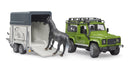 Bruder 02592 - Land Rover Defender Station Wagon and horse trailer with horse