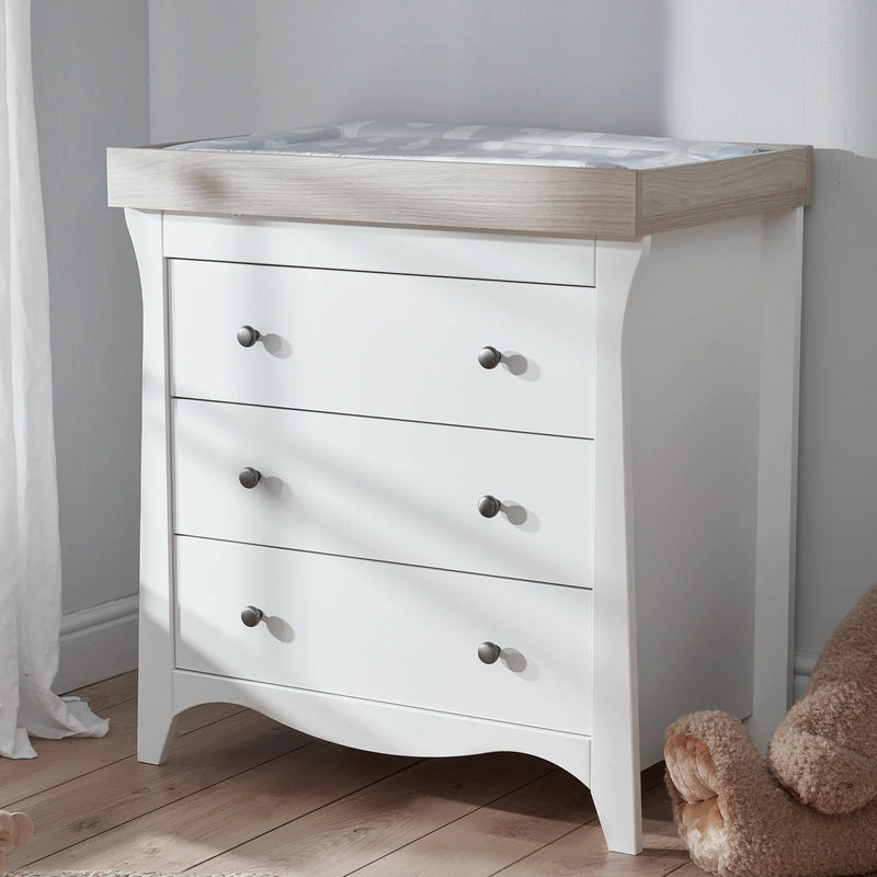 Cuddle Co Clara 2 Piece Nursery Furniture Set (Cot Bed & Dresser) - White & Ash