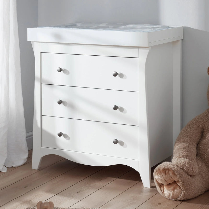 Clara 2 Piece Nursery Furniture Set (Cot Bed & Dresser) - White