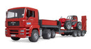 Bruder 02774 MAN TGA truck with low loader trailer and Manitou telehandler
