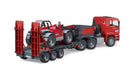 Bruder 02774 MAN TGA truck with low loader trailer and Manitou telehandler