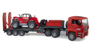Bruder 02774 MAN TGA truck with low loader trailer and Manitou telehandler