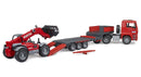 Bruder 02774 MAN TGA truck with low loader trailer and Manitou telehandler