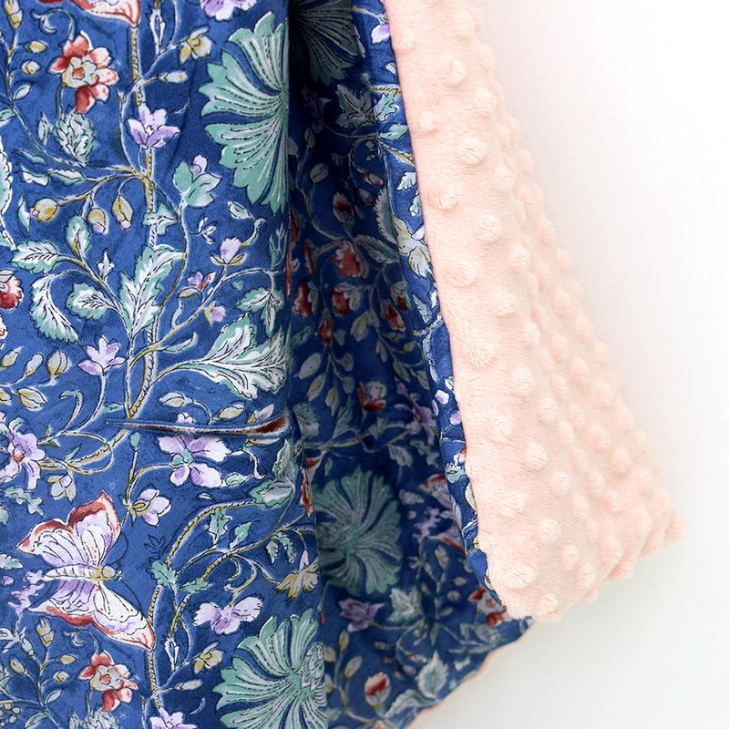 Little Love Blanket- Snuggle Blanket- Blue And Pink Wildflower