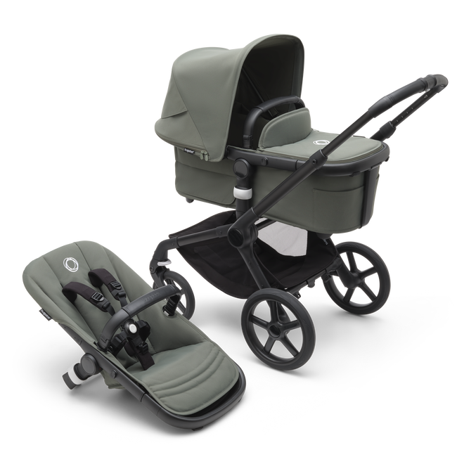 Bugaboo Fox 5 Carrycot And Seat Pushchair - Forrest Green/Black Chassis