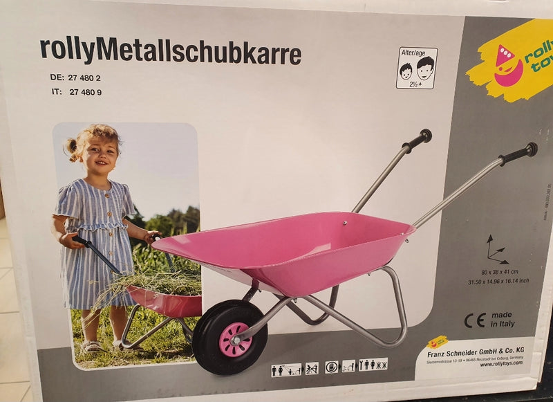 Rolly Metal Wheelbarrow- Pink