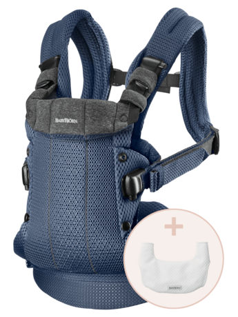 Baby Bjorn - Baby Carrier Harmony With Bib - Navy Blue - 3D Mesh