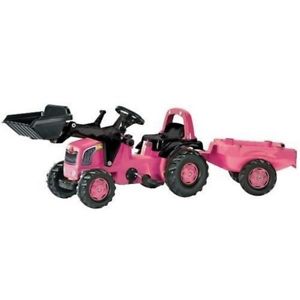 Rolly Medium Pink Tractor + Trailer + Scoop - David Rogers Toymaster